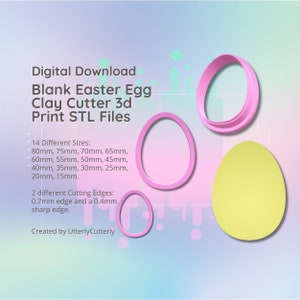 Clay Cutter STL File - Easter Egg - Spring Earring Digital File Download- 14 sizes and 2 Cutter Versions, cookie cutter
