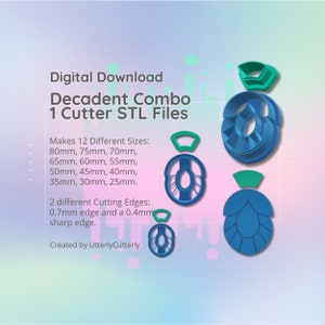 Clay Cutter STL File Decadent Combo 1 - Elegant Earring Digital File Download- 12 sizes & 2 Cutter Versions, cookie cutter