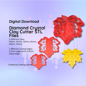 Clay Cutter STL File Fall Autumn Leaf- Fall Earring Digital File Download- 6 sizes & 2 Cutter Versions, cookie cutter