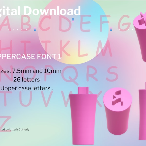 UpperCase Font 1 Stamp Stl Files - STL Digital File Download- 2 sizes alphabet