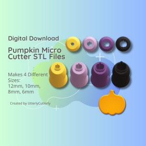 Clay Cutter STL File Pumpkin 1 Micro Cutter- Halloween Stud Earring Digital File Download- 4 sizes