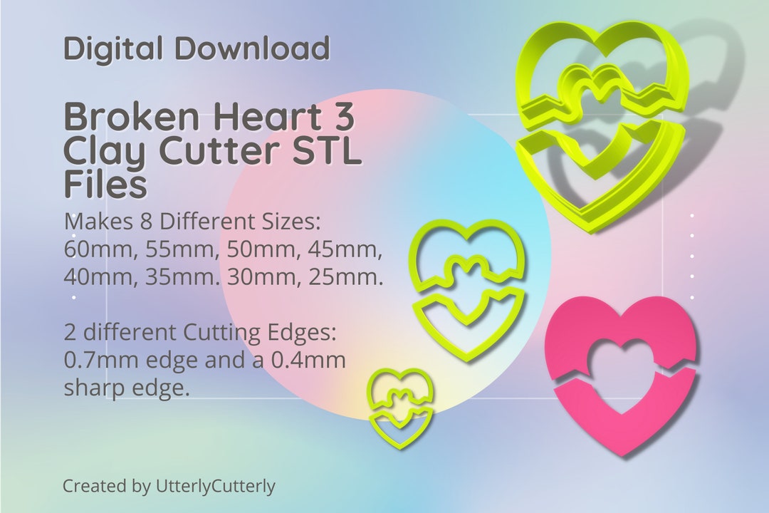 3D file Heart 10 Clay Cutter - Valentines Love STL Digital File Download-  10 sizes and 2 Cutter Versions 💜・3D printer model to download・Cults