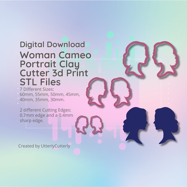 Cameo Silhouette Clay Cutter - STL Digital File Download- 7 sizes and 2 Cutter Versions