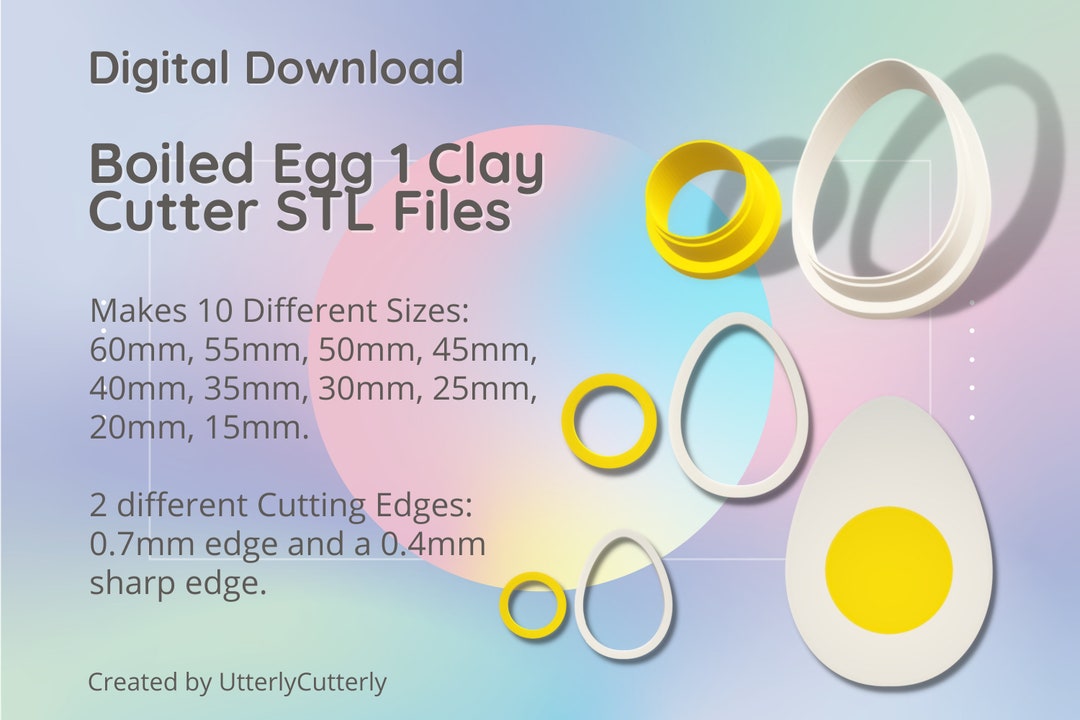 Boiled Egg 1 Clay Cutter - Breakfast Food STL Digital File Download- 10 ...