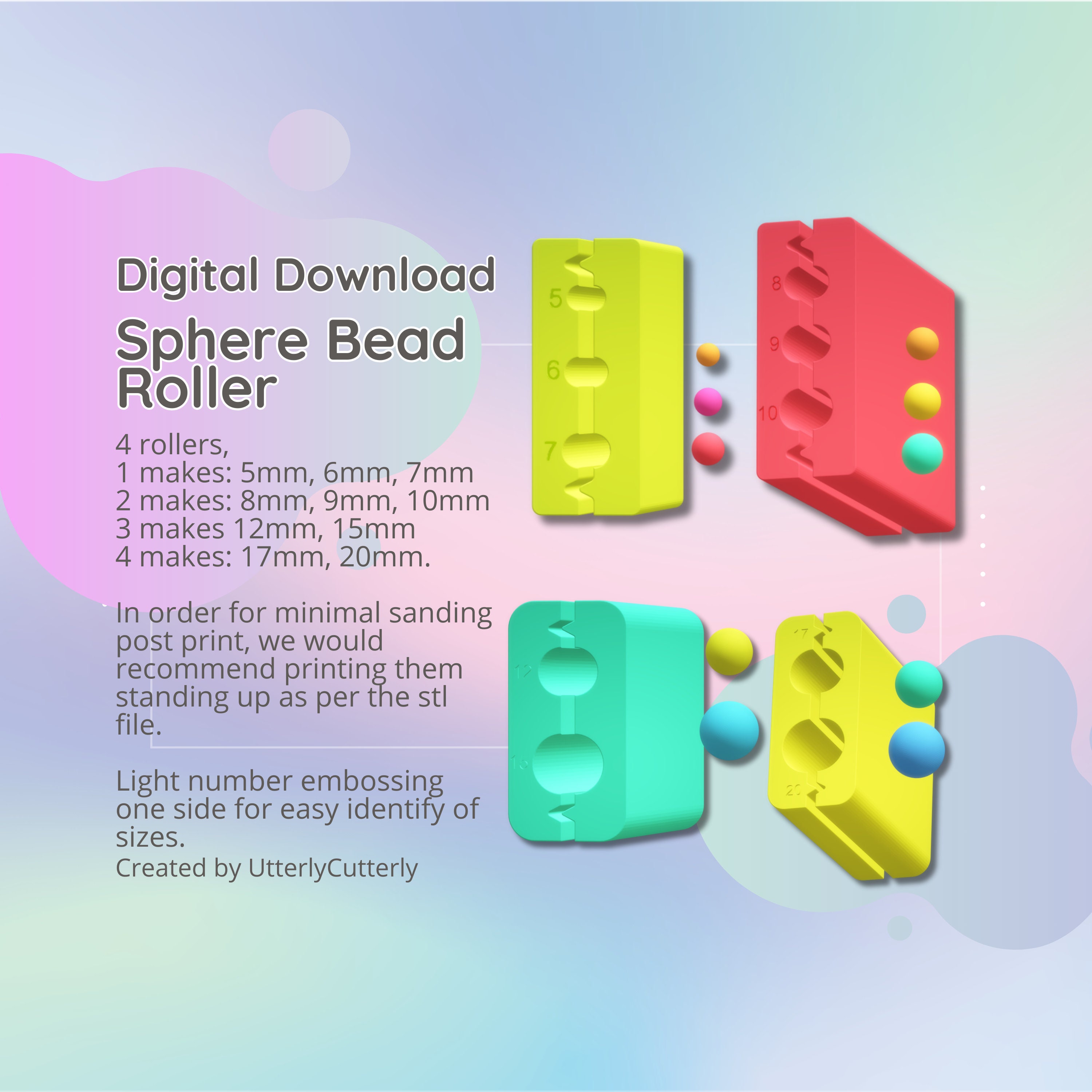 Polymer Clay Round Shape Bead Roller, 6-8-10-12mm, Custom Bead Roller, Bead  Making Tool, 3D Printer File, Digital Download 