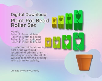 Plant Pot Shape Polymer Clay Bead Roller STL - 4 Different Sizes- STL Digital File Download- Print Yourself Digital File