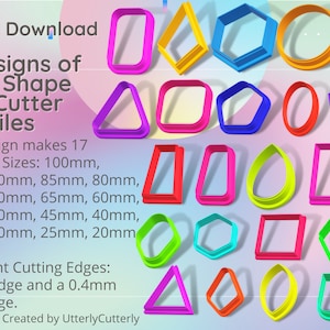 21 Designs Basic Shapes Clay Cutter - STL Digital File Download- 17 sizes and 2 Cutter Versions