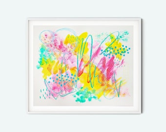 ORIGINAL Bright Abstract Painting - Summer Colors - Colorful Wall Art - 16x20 Artwork