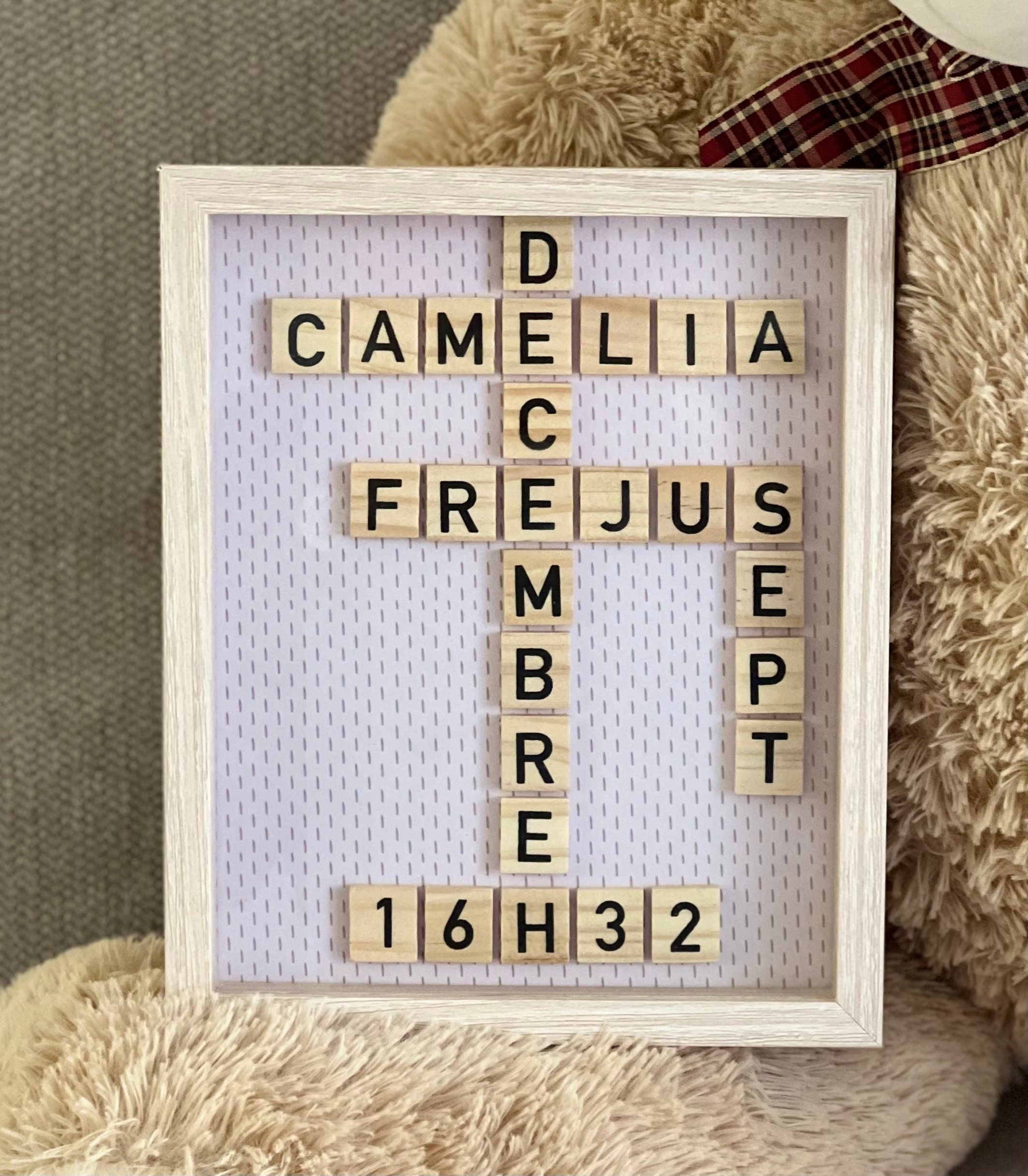 Scrabble Relief Naissance Dans Cadre Personnalisé