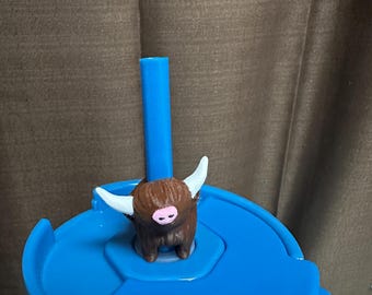 Mini Highland Cow Straw Topper