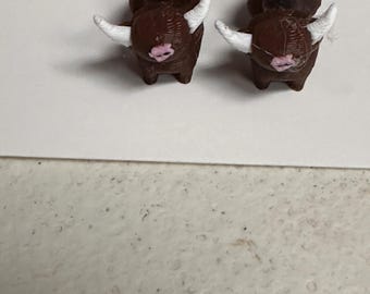 Mini Highland Cow Earrings Front and Back Jacket