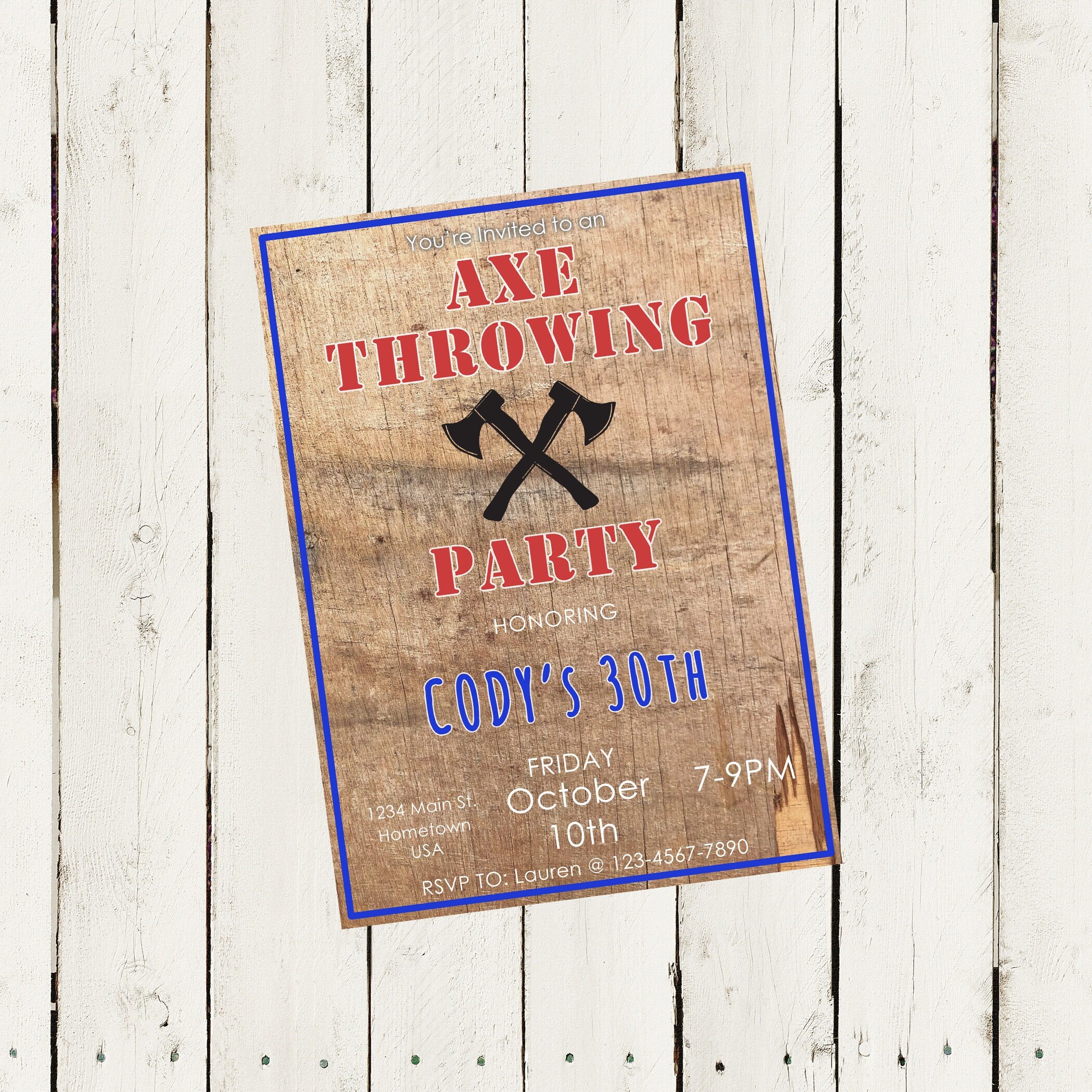 Axe Throwing Party Invitation Etsy