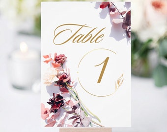 Gold Sparkle Wedding Table Numbers 1-20 (Digital Download)