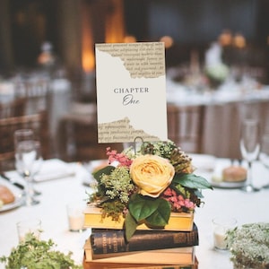 Números de mesa con temática de libros, boda literaria, boda inspirada en la literatura, centros de mesa para fiestas de clubes de lectura, números del 1 al 20 con temática de libros