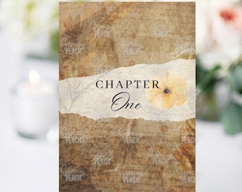 Floral Book Themed Table Numbers: Literary Wedding Literature-Inspired Wedding, Book Club Table Toppers, Book Theme, Book Themed Wedding