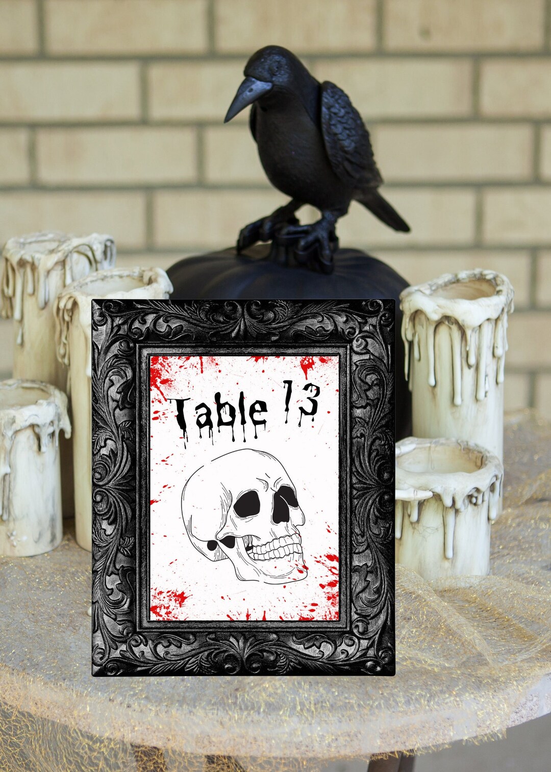 Halloween Table Numbers Bloody Skull Scary Dark Party Theme Hallowe'en