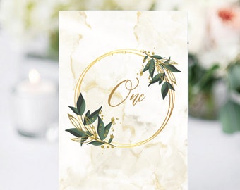 Gold Sparkle Wedding Table Numbers 1-20 (Digital Download)