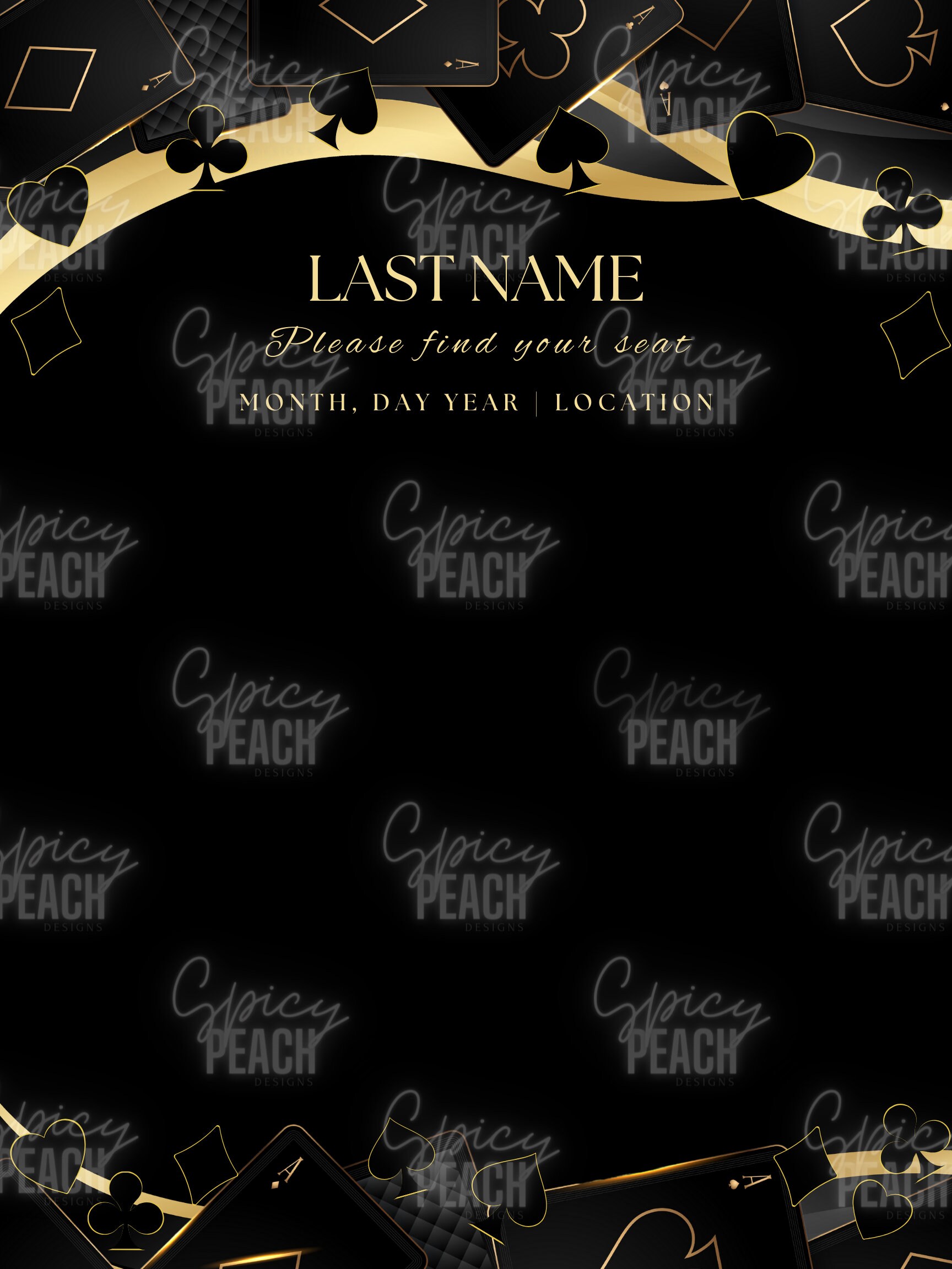 Seating Chart Playing Cards Theme Casino Table Numbers Etsy