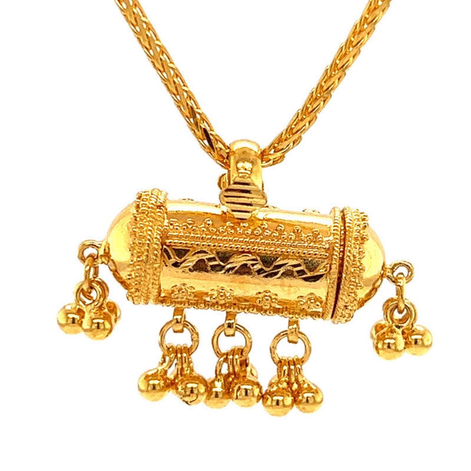 22K Gold Taweez Charm Locket Pendant With Dangling Balls Etsy