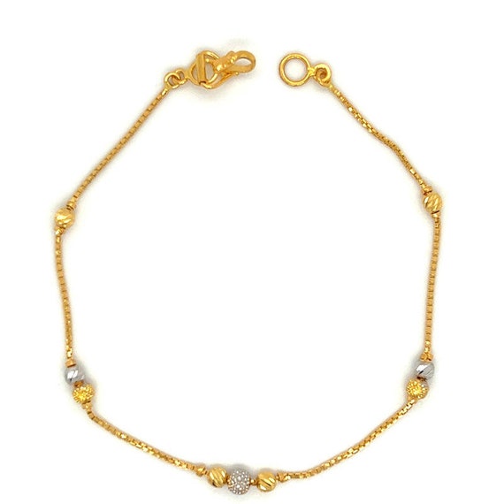 22K Gold Twotone Ball and Chain Bracelet Etsy