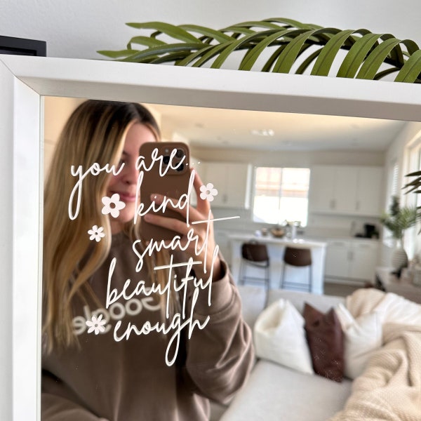 Motivational Mirror Decal | You are...kind smart beautiful enough mirror sticker | Cute Mirror Designs | You are kind sticker | Mirror Decal