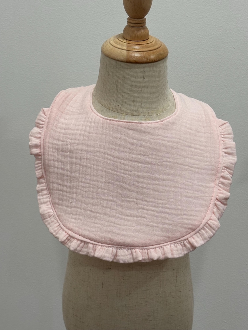 Ruffle Muslin Baby Bib Set: Floral & Pink, Handmade in USA - Etsy