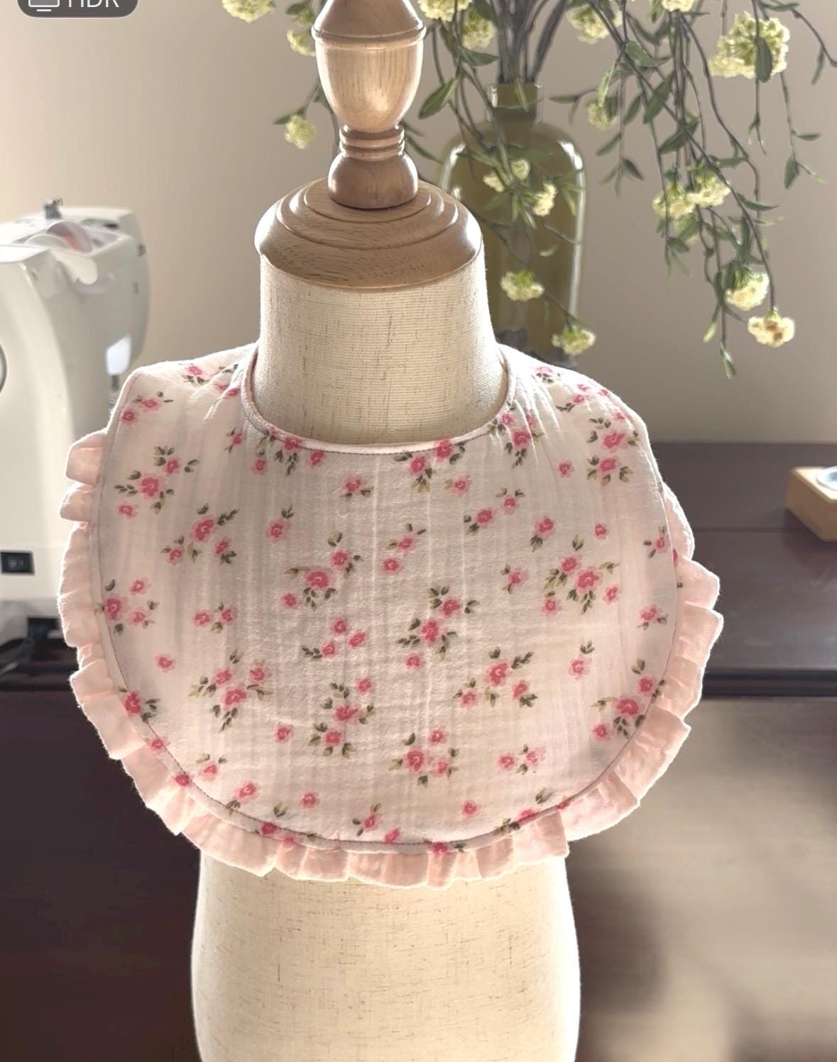 Pink Ruffle Bib Ruffle Muslin Baby Bib Set: Floral & Pink, Handmade in USA - Etsy