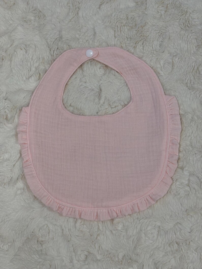 Pink Ruffle Bib Ruffle Muslin Baby Bib Set: Floral & Pink, Handmade in USA - Etsy