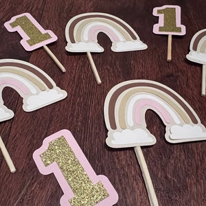 Boho Rainbow Party Cupcake Toppers. Boho Highchair Banner. Boho Cake Topper. Boho Rainbow Baby Shower. Boho Milestone Banner.
