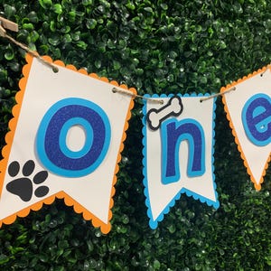 Paw Party Highchair Banner. Paw Party Birthday Banners.