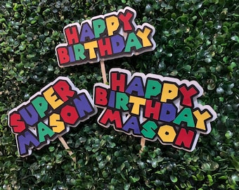 Customizable Gamer Birthday Cake Topper