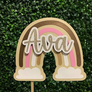 Boho Rainbow Party Cake Topper