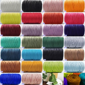 28 Colours T-Shirt Yarn Crochet Yarn for Bag, Blanket, Basket, Handmade DIY Craft Yarn 200g (Width 3cm)