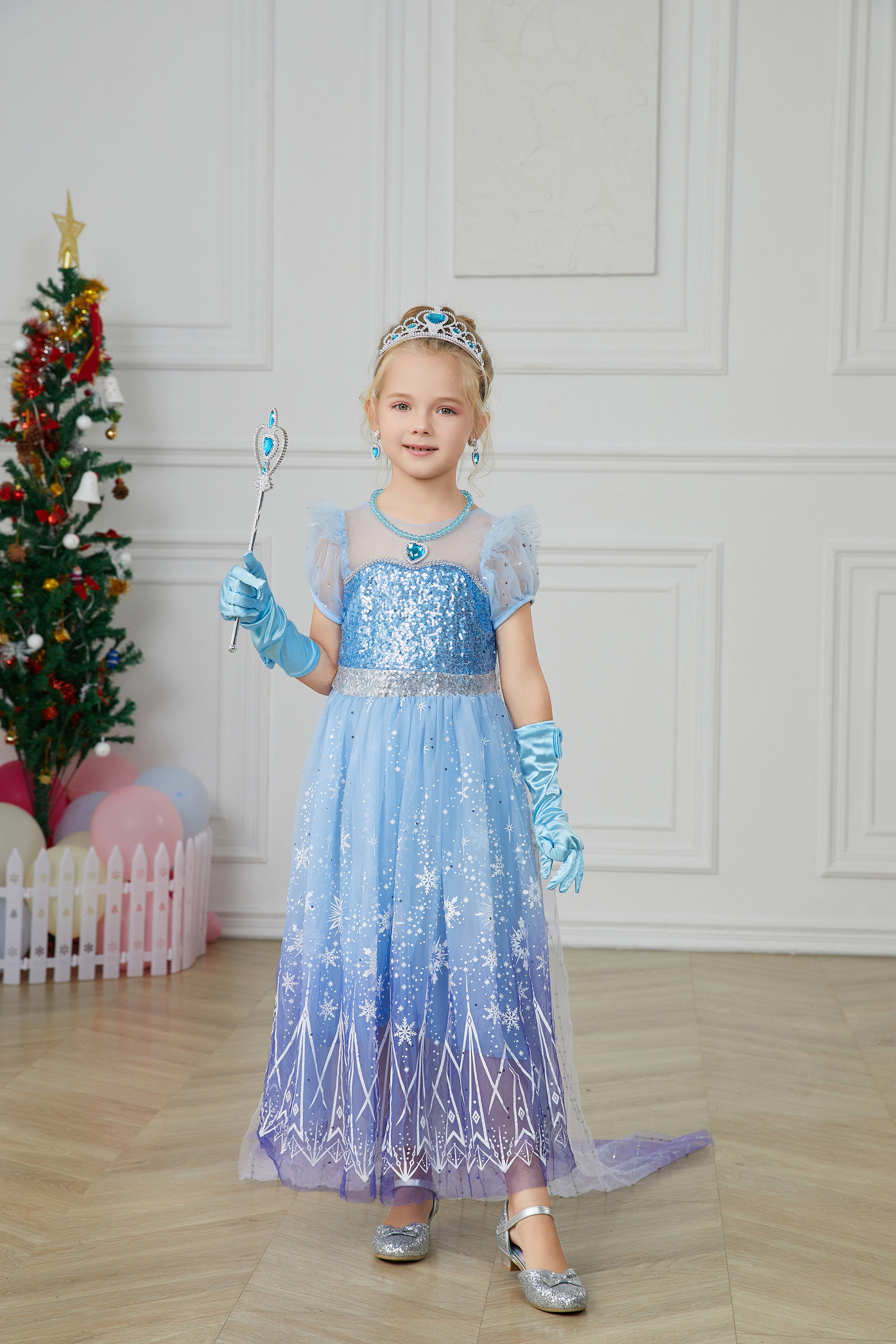 Costume principessa del ghiaccio regina delle nevi bambina - Karabu srls