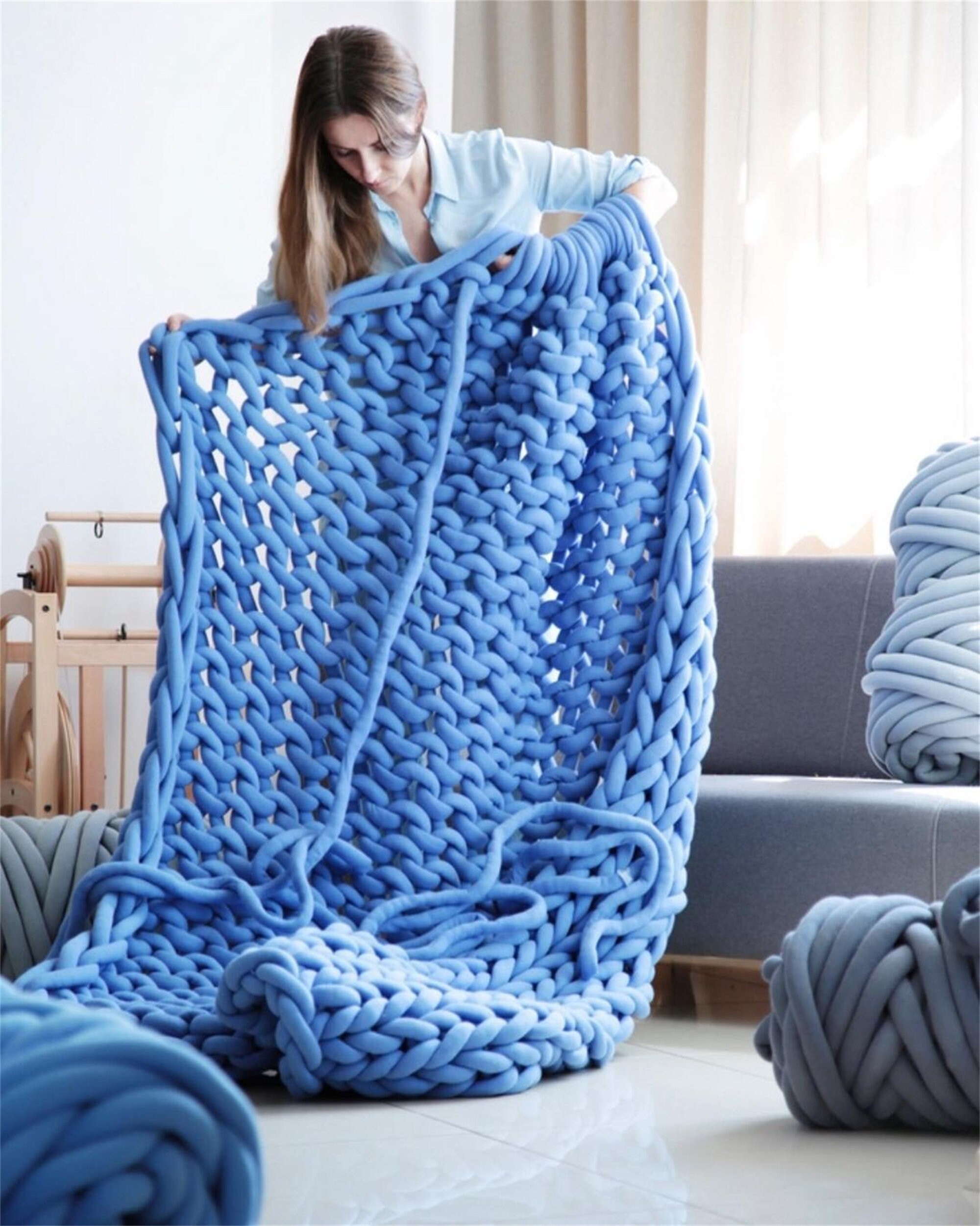 Chunky Yarn Chunky Knit Throw Blanket Arm Knit Blanket Giant Etsy UK