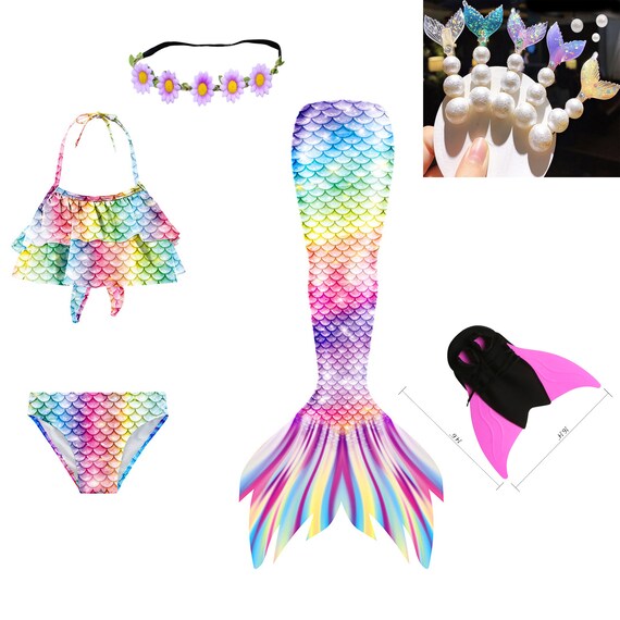 2022 Girls Swimming Mermaid Tail Sets With Monofin and - Etsy UK