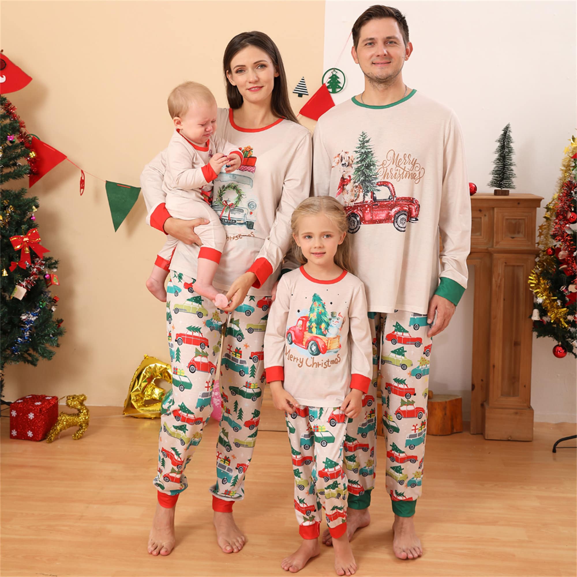 koppels kerst pyjama's Ik geloof matching familie kerst pyjama's gepersonaliseerde baby tartan pyjama's Kleding Unisex kinderkleding Pyjamas & Badjassen Pyjama kinderen aangepaste rode PJ's 