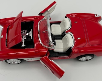 Vintage Superior SS 7708 DieCast 1957 Corvette Red Fuel Injection Roadster 1:24