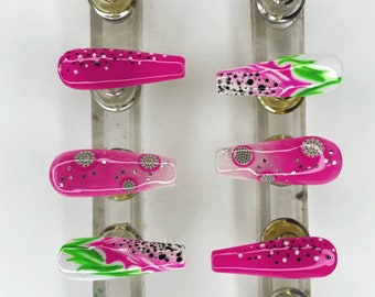 Juicy Fruit Press On Nails: Dragon Fruit