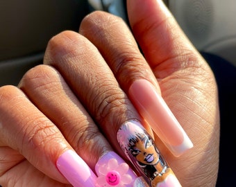 Pink & Blue BratZz Press On Nails