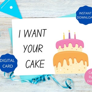 Happy Birthday Card Cake Card Funny Card for friend Printable card 7x5 card digital card