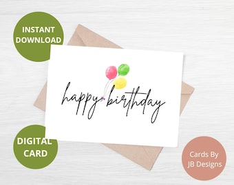 Happy Birthday Card For Her Ballon Card Simple, minimalistic