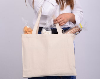 12 Pieces Canvas Grocery Bag Large Blank Tote Bags, Reusable