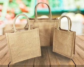 TBF Heavy Duty Reusable Jute Burlap Tote Bags in Bulk for Shopping Grocery Wedding Welcome Favor Gifts and More