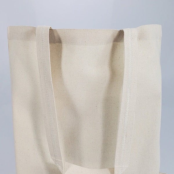 Sturdy Canvas Tote Bags with Long Handles, Natural Beige Color, Pack of 3, Pack of 12, Pack of 24 (13.5 x 13.5 inches)