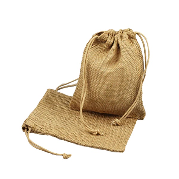 TBF 12 Pack Natural Plain Jute Burlap Pouches Gift Bags with Drawstring Closure Blank Reusable Pouch Bags for Jewelry, Weddings, Birthdays