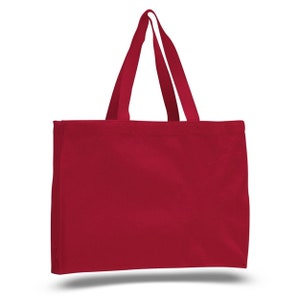 Wholesale Blank Heavy Cotton Canvas Tote Bags Affordable Horizontal Party Favor Gift Plain Decorating Heat Transfer Printing Wedding Red
