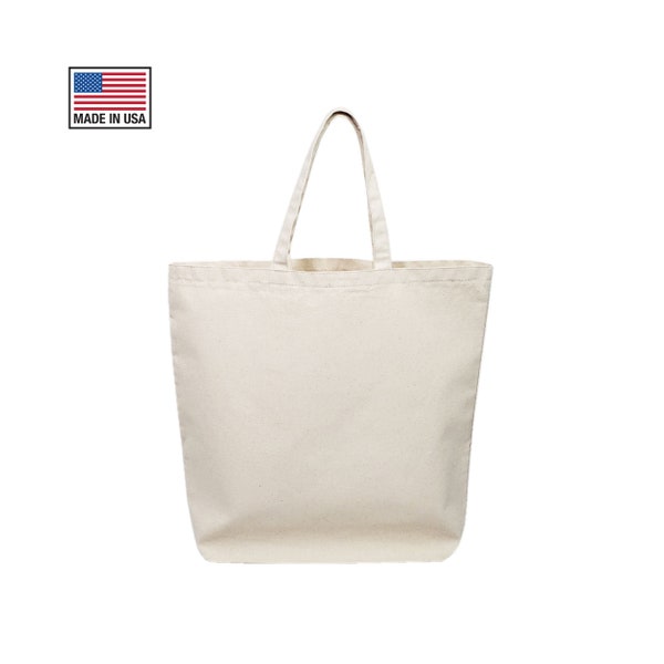 USA Made Blank Canvas Tote Bags Sturdy Cotton Canvas ToteBags, Strong Canvas Bags Plain Arts and Crafts Totes, Reusable Grocery Shopping