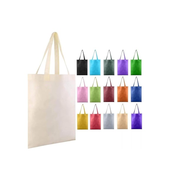 50 Pieces Non Woven Tote Bags Bulk 13 x 15 Inch Reusable Grocery Bags with Long Handles for Shopping, Birthday Party, Wholesale Gift Bags