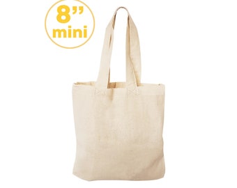 12 Pack Wholesale Blank Small Cotton Canvas Tote Bags Favor Gift Bags, Natural Color Plain Bags Decorating, Heat Transfer, Printing, Wedding